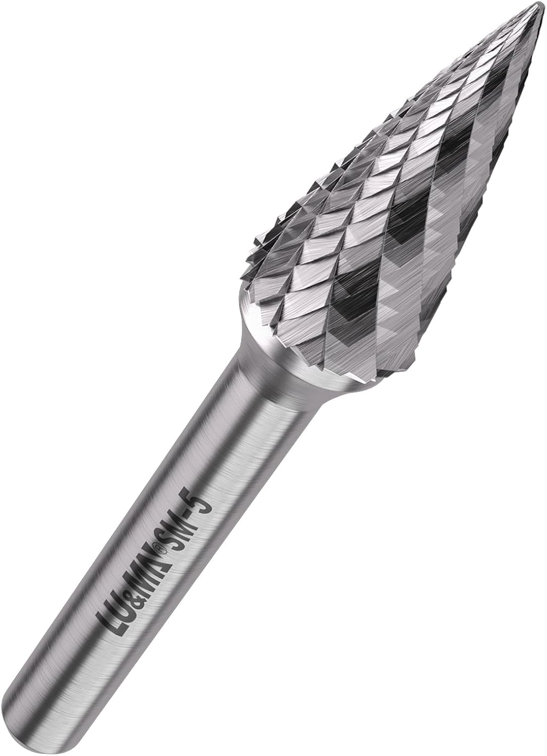 LU&MN SM-5 Tungsten Carbide Burr, 1/2" Head 1/4" Shank, 1 Pc