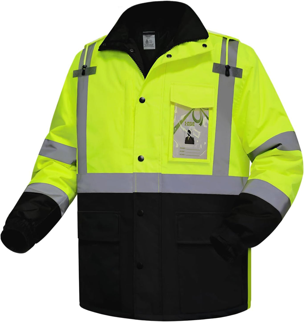 High Vis Reflcetive Safety Jackets with Pockets, Black, XXL