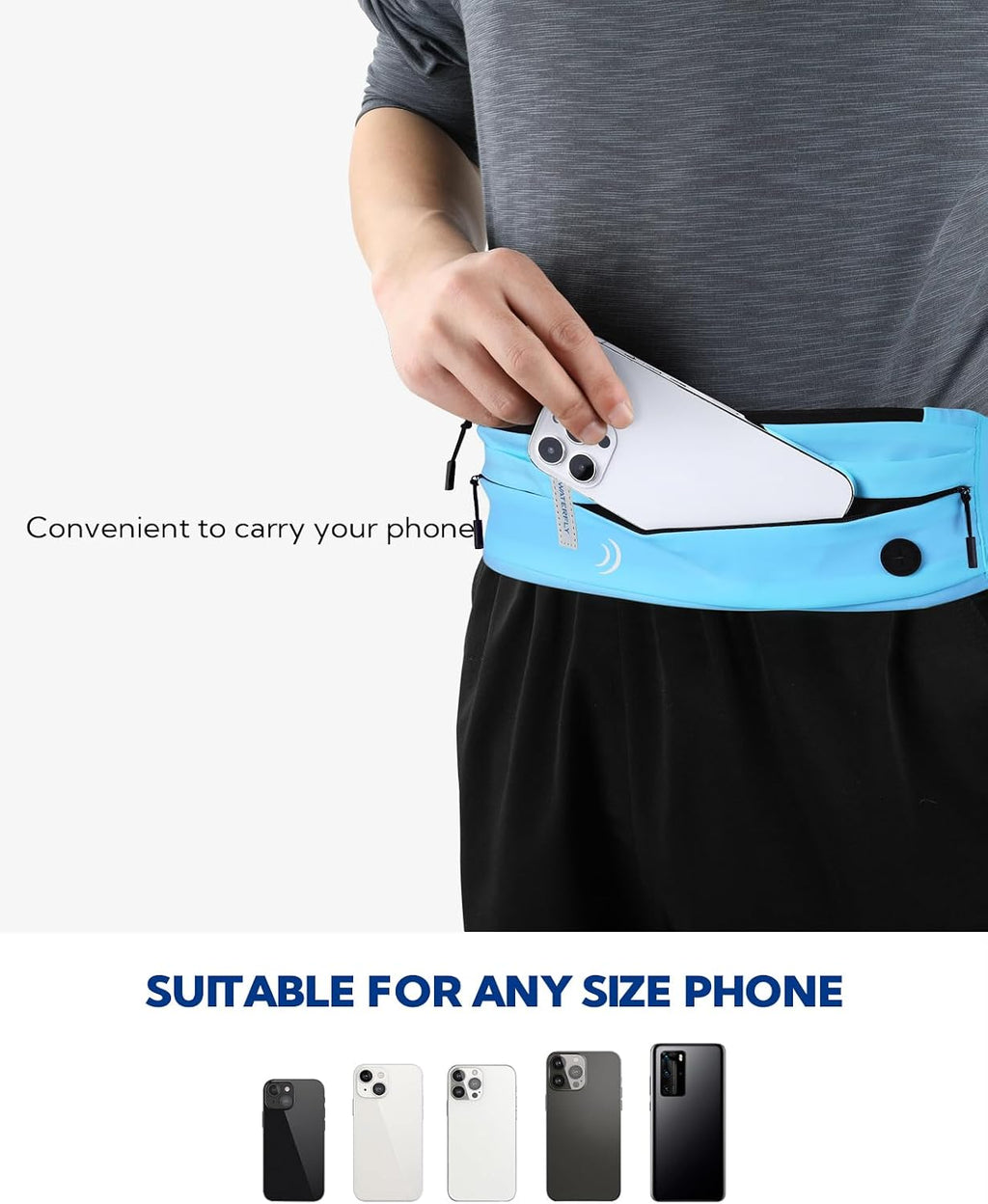 WATERFLY Running Belt Fanny Pack:Phone Holder Belt for Men Women