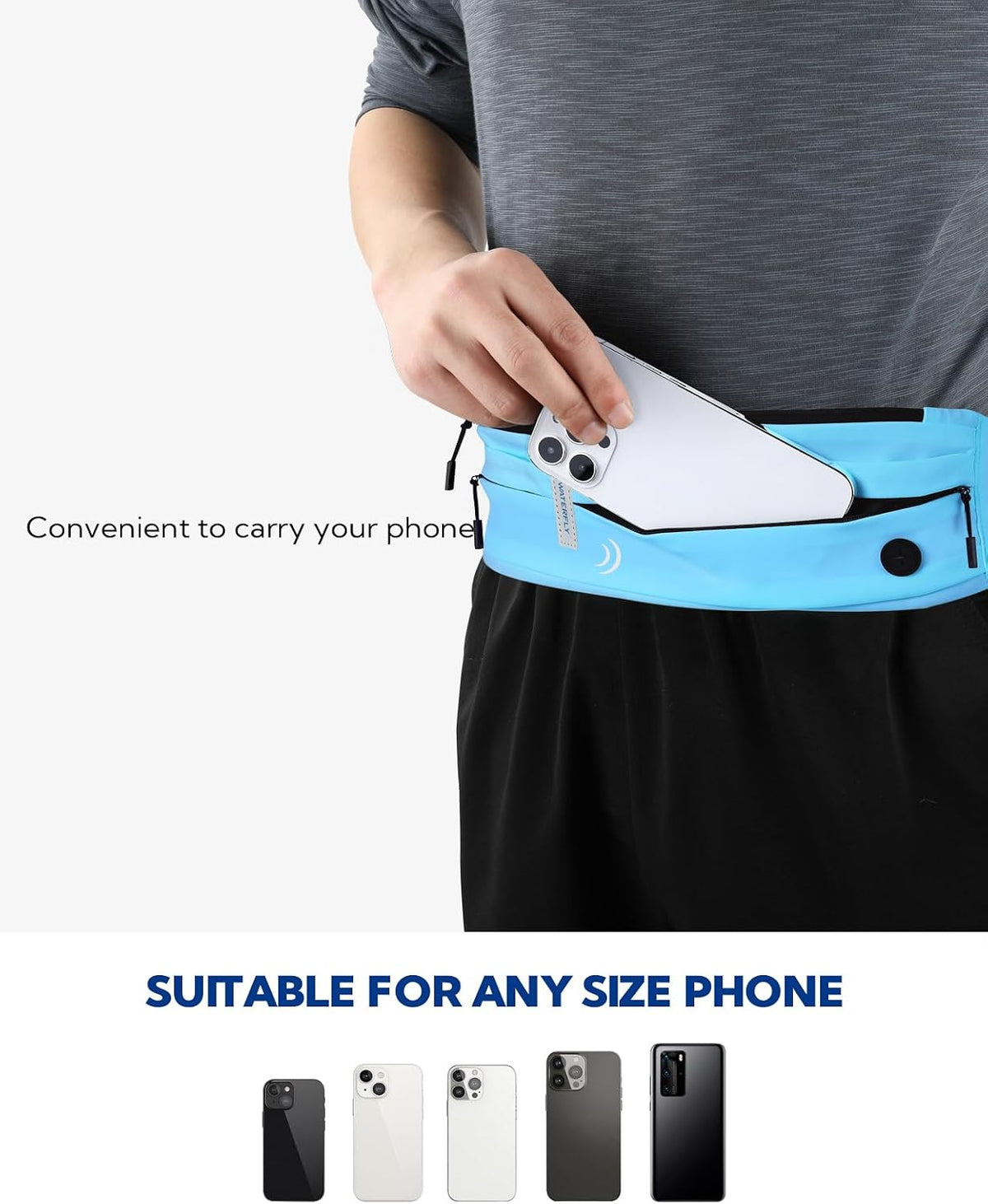 WATERFLY Running Belt Fanny Pack:Phone Holder Belt for Men Women