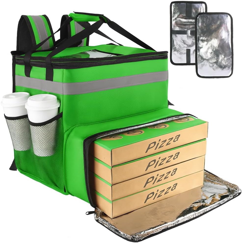 Insulated Food Delivery Backpack with Cup Holders, Expandable Bag