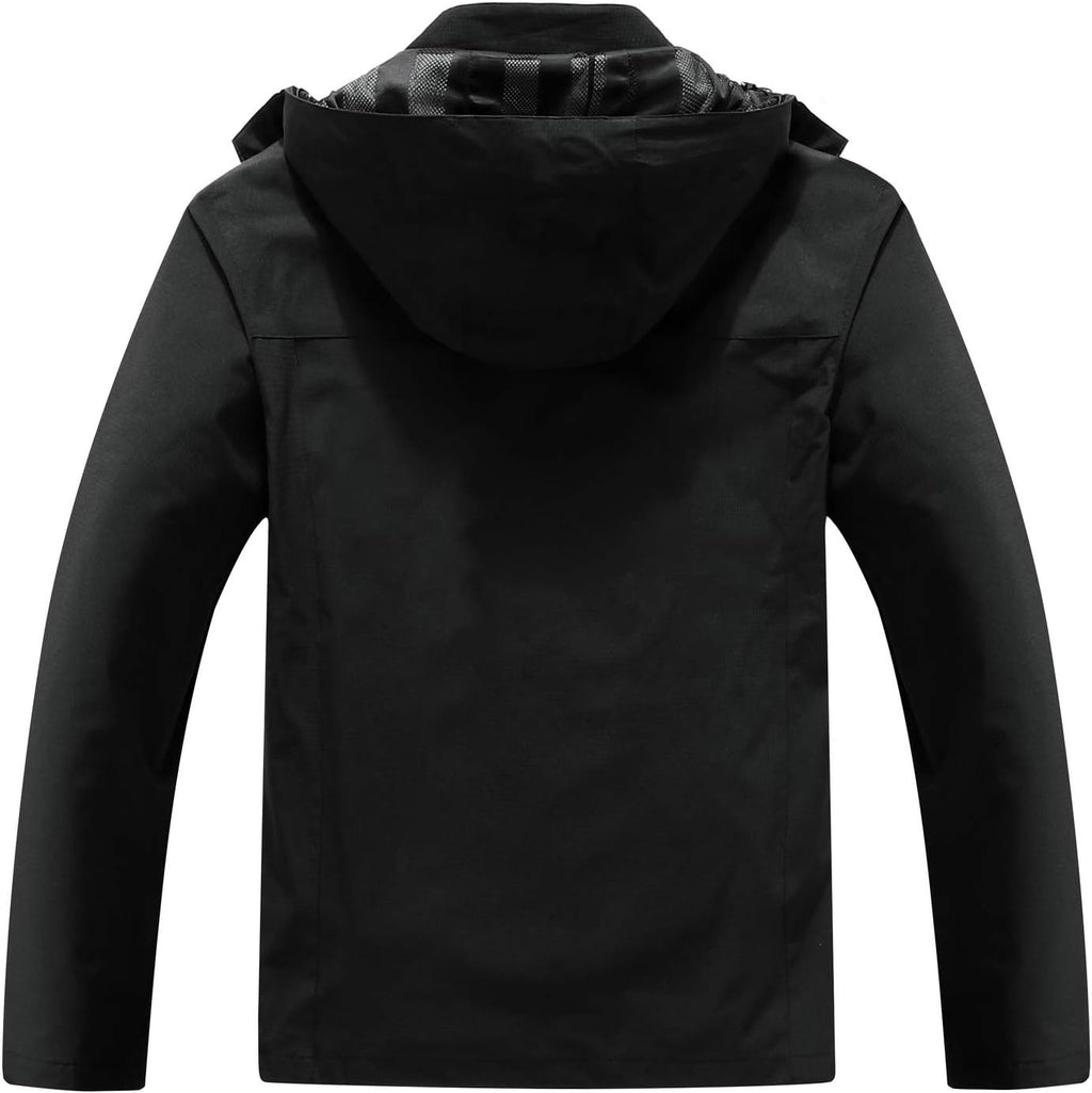 OTU Men's Lightweight Waterproof Hooded Rain Jacket Outdoor Raincoat Shell Jacket for Hiking Travel
