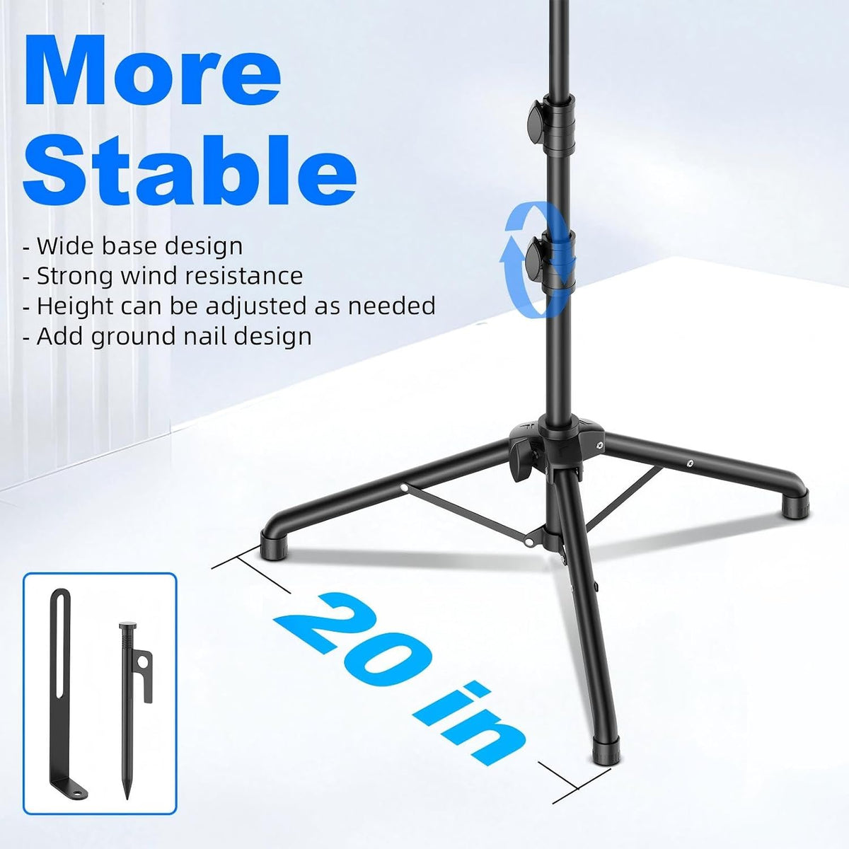 Starlink Mini Tripod Mount with Adapter, 270° Tilt Angle Adjustable Starlink Mini Kit, Height Adjustable Starlink Mount, Ground Nail Design, for Outdoor Camping, Travel, Rv (Balck)