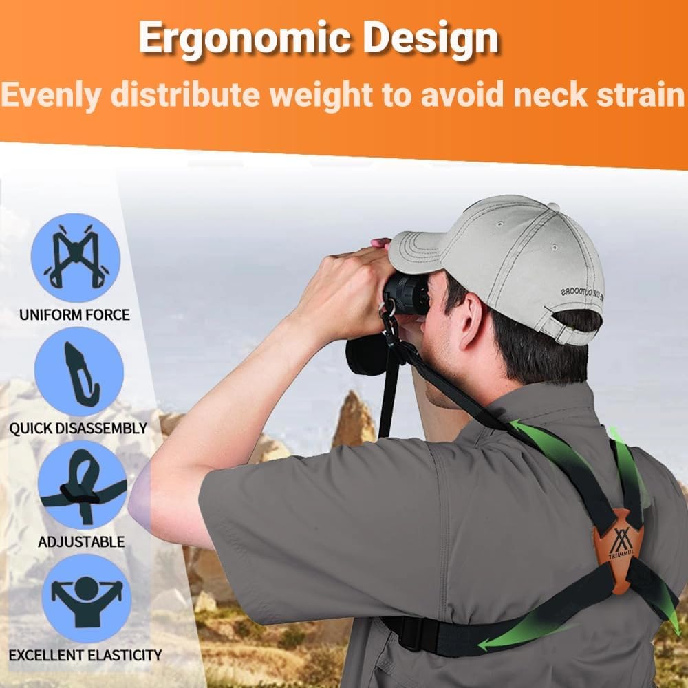 Binocular Harness Strap Best Chest Harness Strap for Hunters Photographers and Golfers (Black)