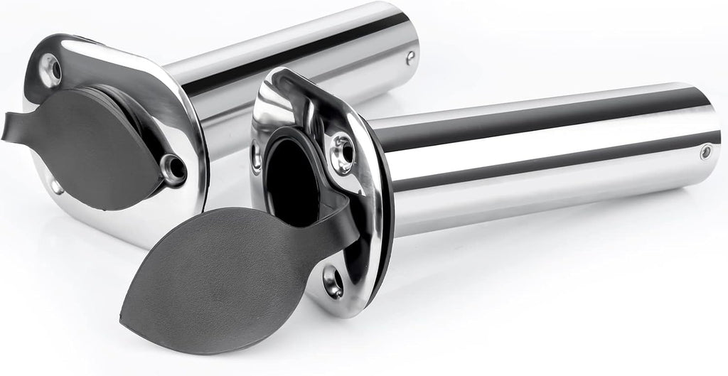 2PCS Flush Mounting Fishing Rod Holders with Rubber Cap, Liner and Gasket (Screws Included)