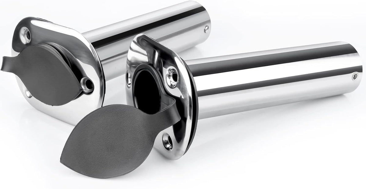 2PCS Flush Mounting Fishing Rod Holders with Rubber Cap, Liner and Gasket (Screws Included)