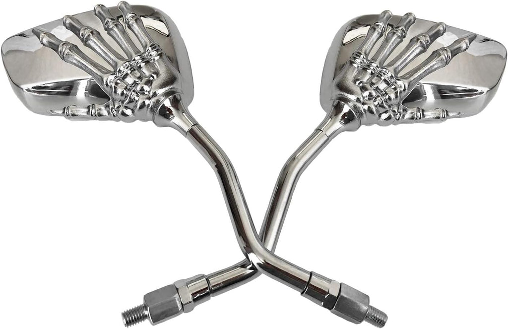Universal Bicycle Mirror Bike Rear View Mirror 8mm 10mm Skull Hand Style Also for Motorcycle Rear View Mirrors silver