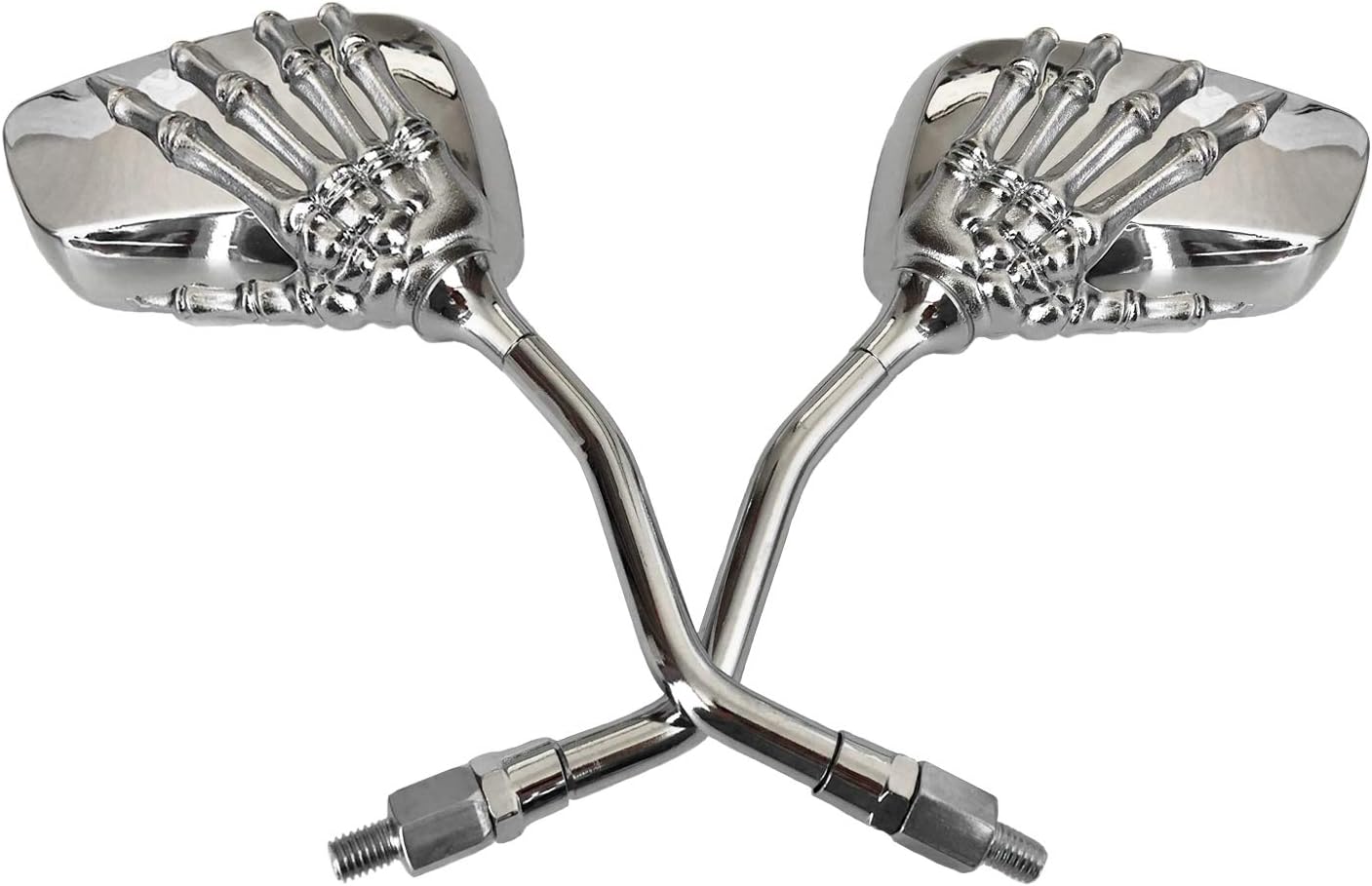 Universal Bicycle Mirror Bike Rear View Mirror 8mm 10mm Skull Hand Style Also for Motorcycle Rear View Mirrors silver