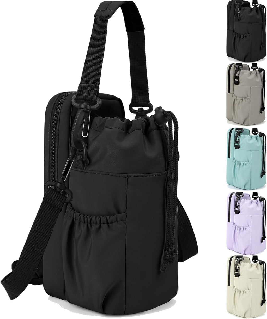 Water Bottle Holder with Strap, 32/40oz Insulation Water Bottle Carrier Bag with Phone Pocket, Water Bottle Sling Bag Crossbody Water Bottle Holder for Hiking Walking