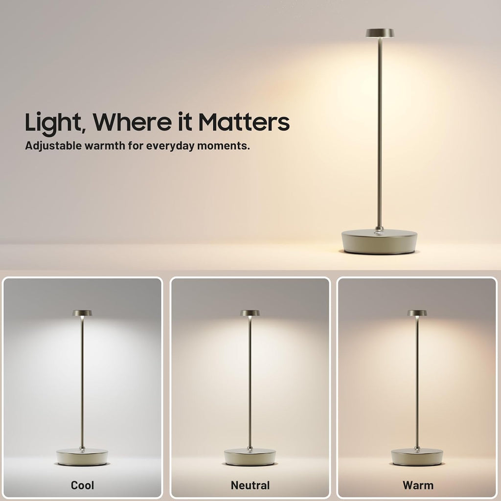 2 Pack Rechargeable Cordless Table Lamp, 6000mAh Battery Table Light