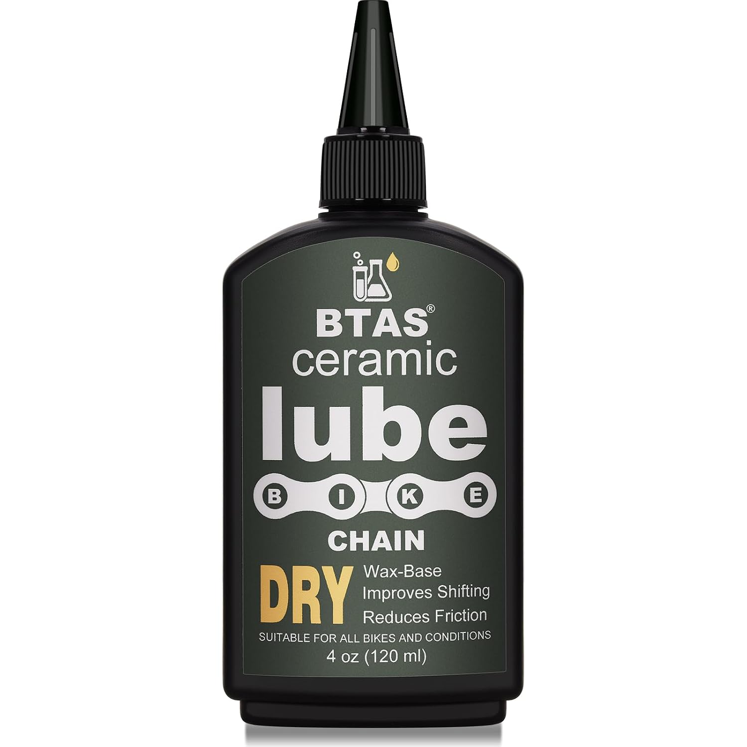 BTAS Dry Bike Chain Wax Lube 4 oz for Road,Mountain Bike,MTB & Bicycle Chain Lubricant Oil with Ceramic Nanoparticle and PTFE (Teflon)