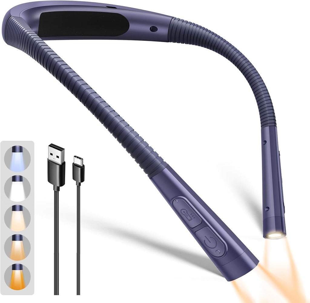 Glocusent Upgraded Neck Light,100Hrs Slimmer Reading Light for Books in Bed