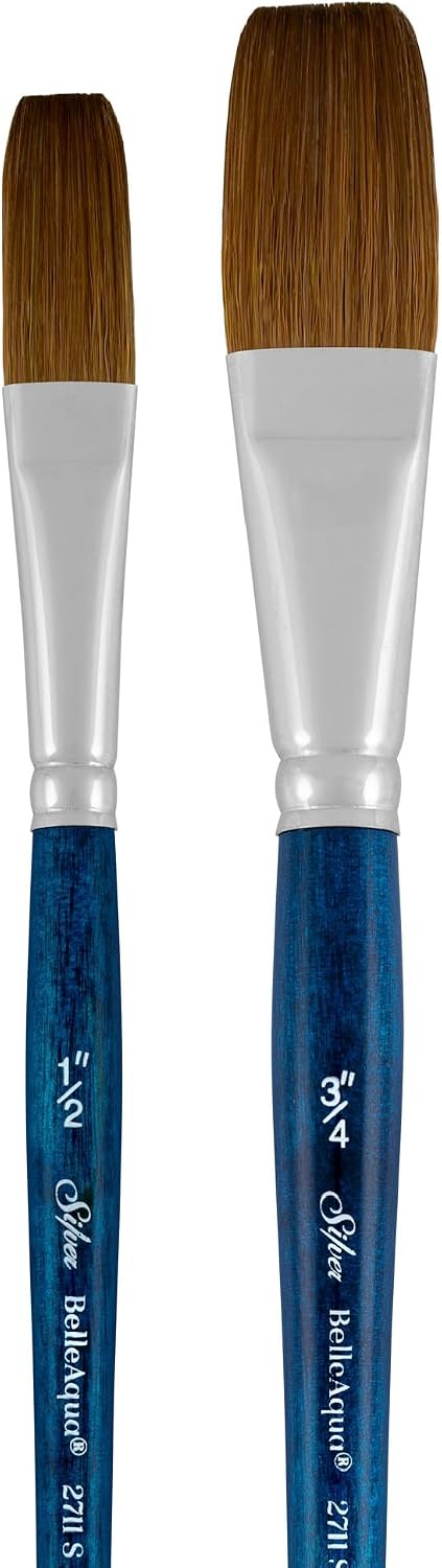 Silver Brush Limited BelleAqua Long Stroke Watercolor Paintbrush Set, 2pc