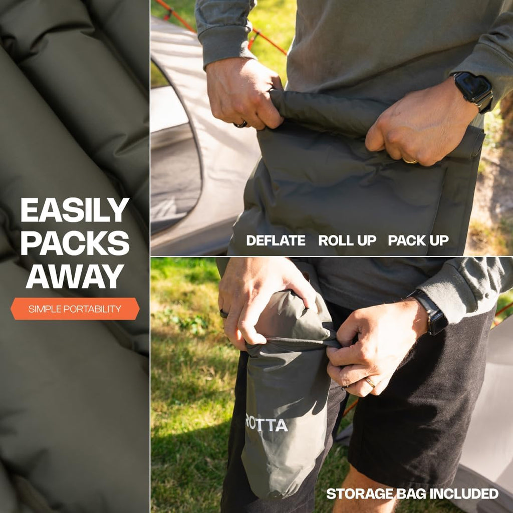 ANGORA BRANDS Inflatable Sleeping Pad for Camping & Backpacking | R-3 Value, 2.1" Thick, 25" Wide | Compact Lightweight Sleeping Mat for Hiking, Travel & Outdoor Use