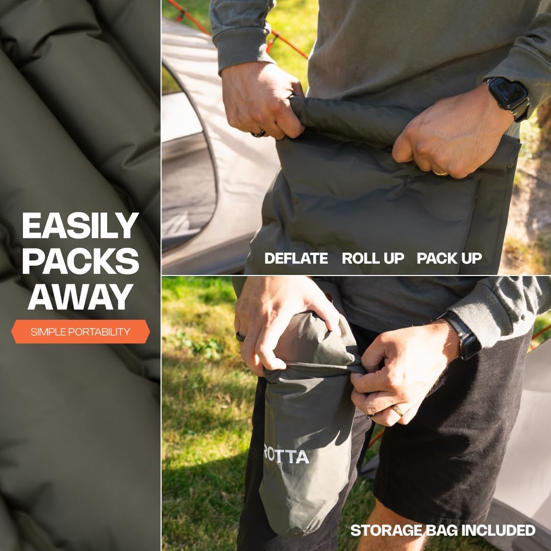 ANGORA BRANDS Inflatable Sleeping Pad for Camping & Backpacking | R-3 Value, 2.1" Thick, 25" Wide | Compact Lightweight Sleeping Mat for Hiking, Travel & Outdoor Use