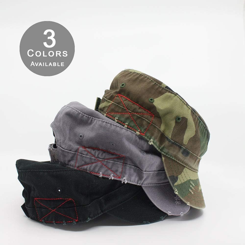 The Vintage Year Washed Cotton Distressed Cadet Hat - Tactical Military Baseball Cap for Men & Women, Outdoor Casual Wear