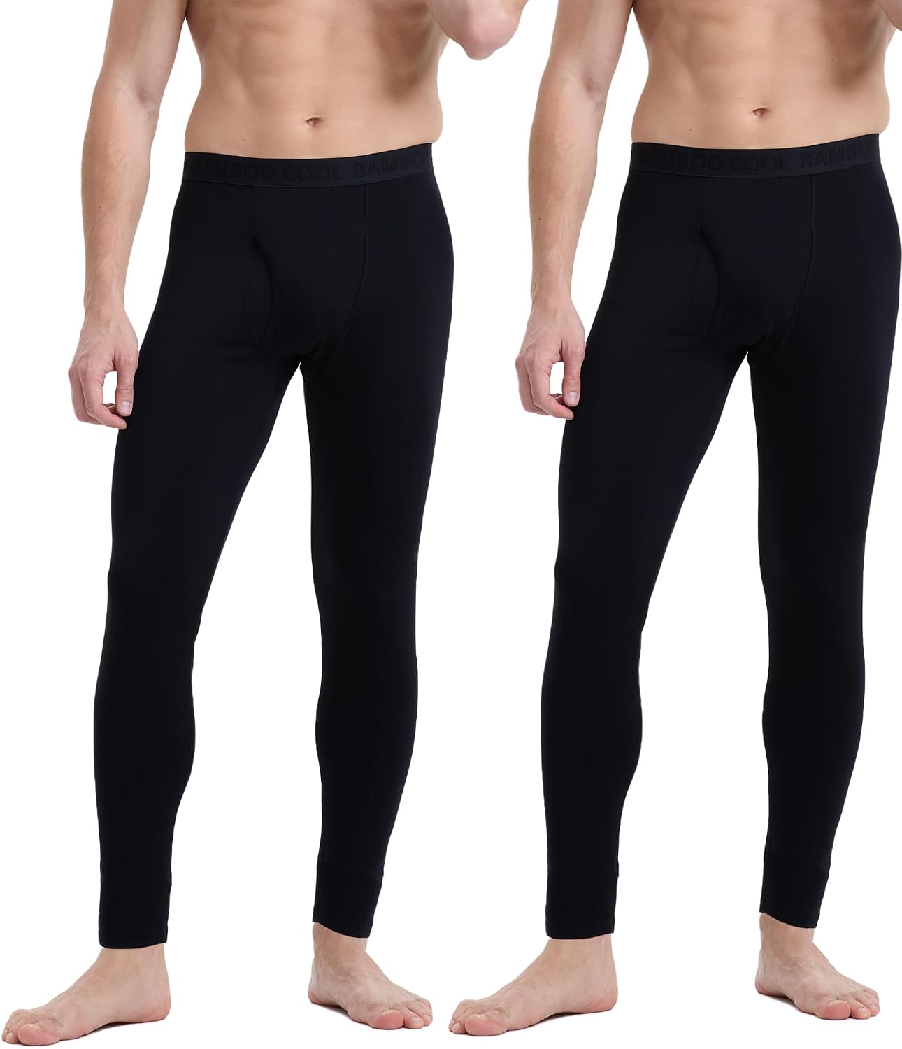 BAMBOO COOL Men's Wool Blend Thermal Pants, 2-Pack Heavyweight Long Johns