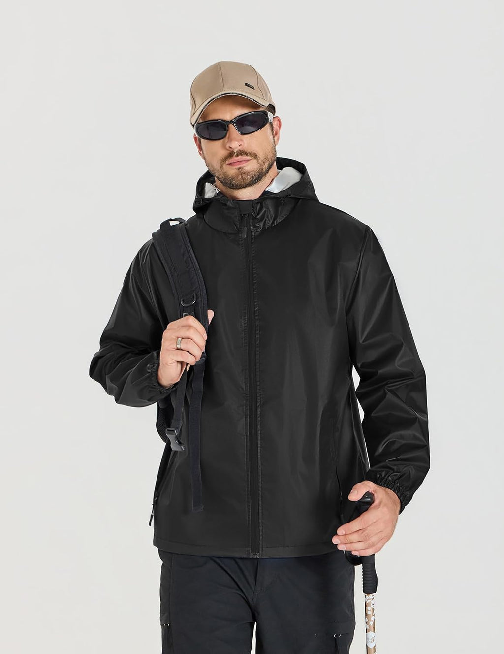 COOFANDY Rain Jacket Men Waterproof With Hood Raincoat Windbreaker Packable | 2 Water-resistant Zip Pockets, Lightweight Windbreaker For Hiking, Cycling, Running, Golf Fishing Rain Shell Gear