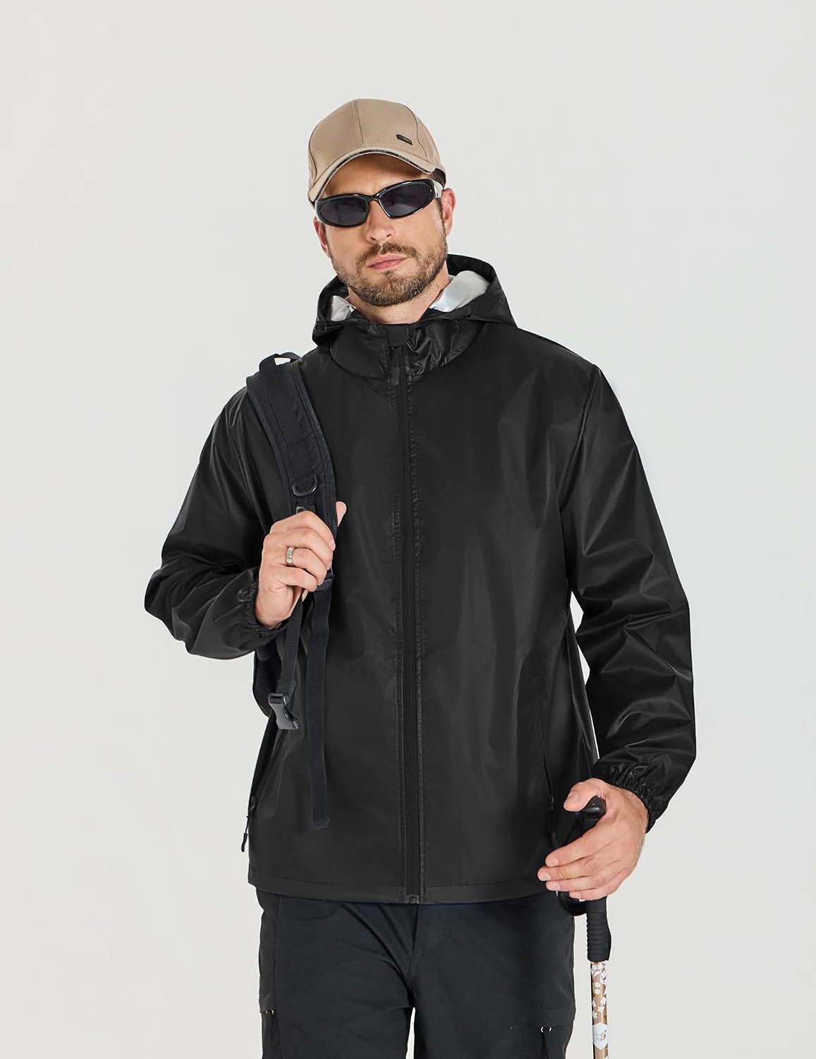 COOFANDY Rain Jacket Men Waterproof With Hood Raincoat Windbreaker Packable | 2 Water-resistant Zip Pockets, Lightweight Windbreaker For Hiking, Cycling, Running, Golf Fishing Rain Shell Gear