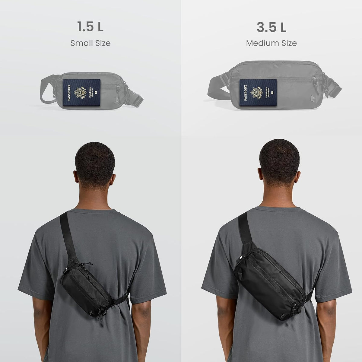 tomtoc 1.5L Sling Bag with RFID Blocking Crossbody Chest Pack for Men Women