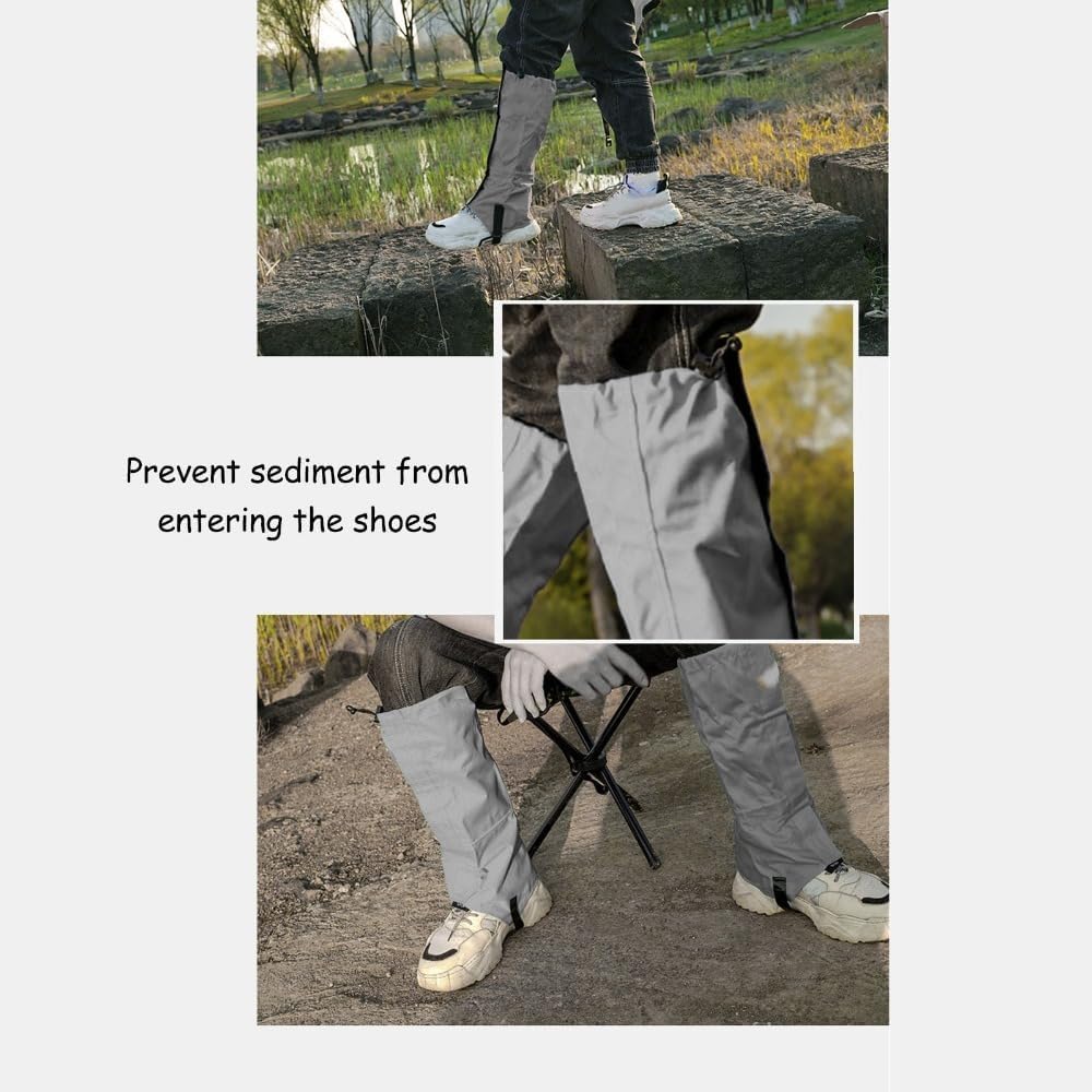 Water Proof Leg Gaiters 1 Pair - 600D Ripstop Oxford Cloth Hiking Boot Covers for Hiking and Snow, Secure Hook and Loop Closure, 17.3inch Length