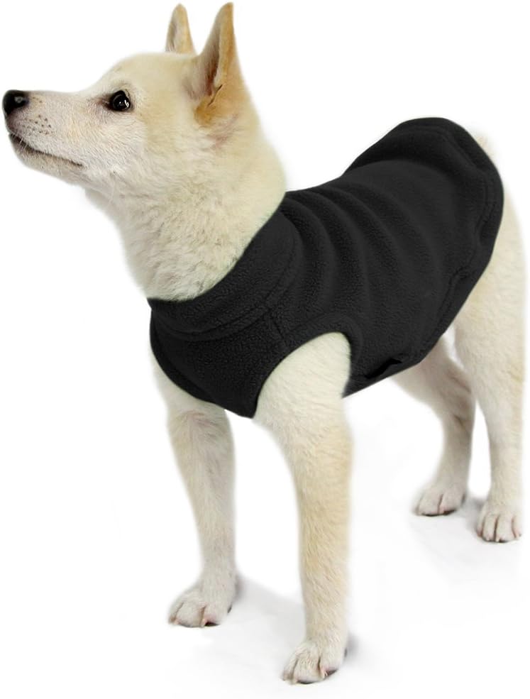 Gooby Stretch Fleece Vest Dog Sweater, Black, Medium
