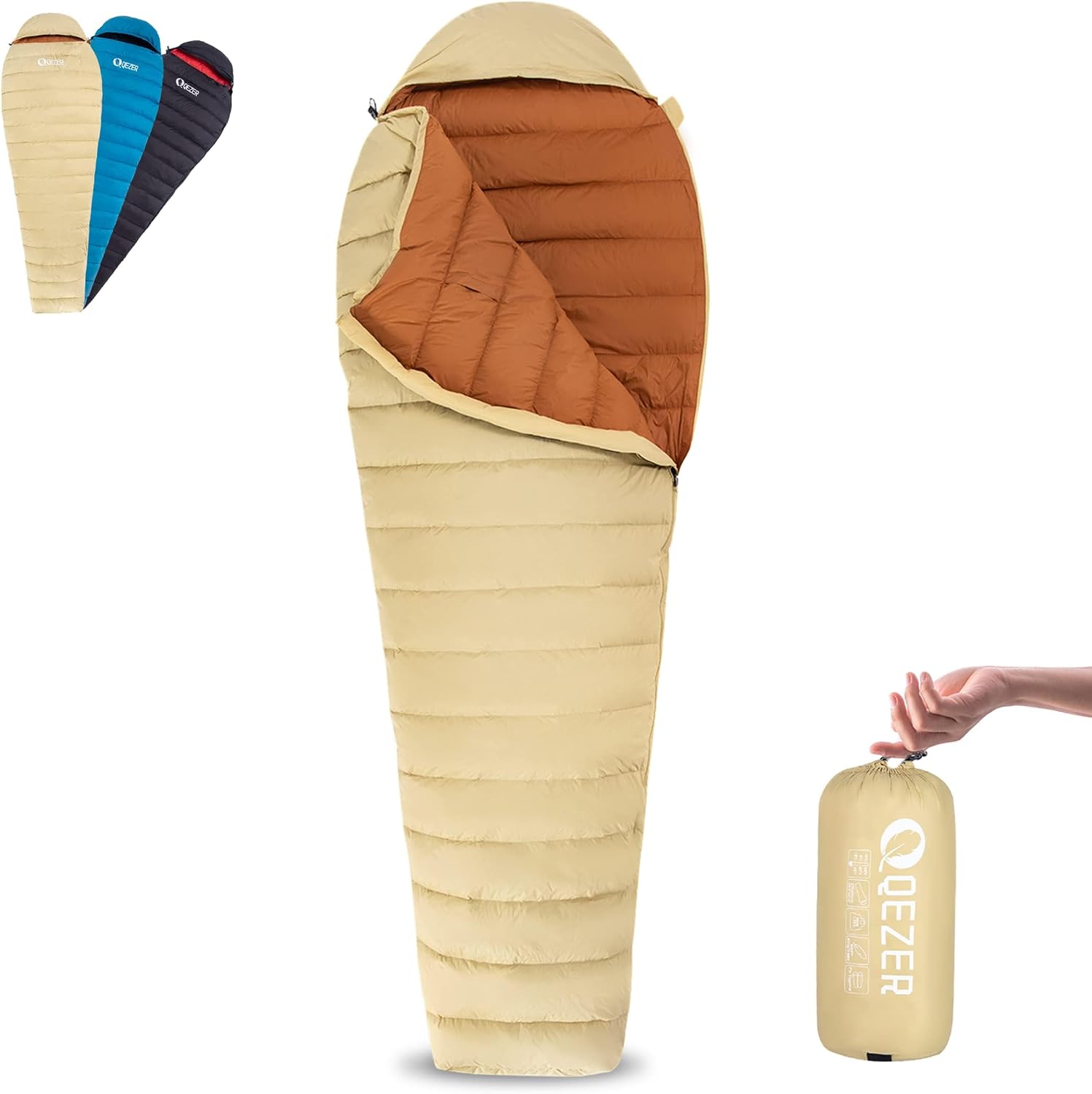 Ultralight Down Sleeping Bag for Adults, 600 Fill Power Backpacking