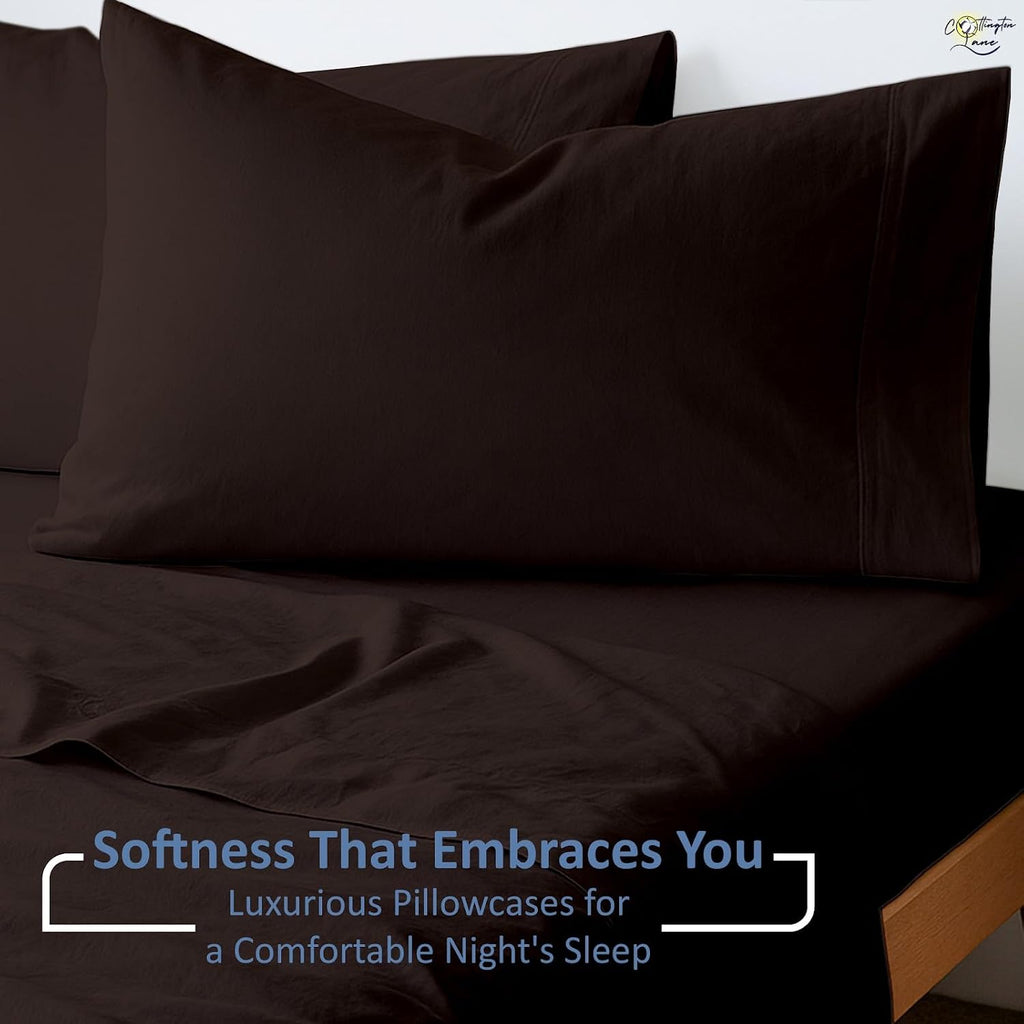 Cottington Lane 4 Piece Cot Sheets Set 32 x 75, Premium Egyptian Cotton Sheets, Perfect for Narrow Twin, Camp Bunk, Army Cots, Trifold Mattress, Camping Cot, Guest Bed Replacement, Chocolate