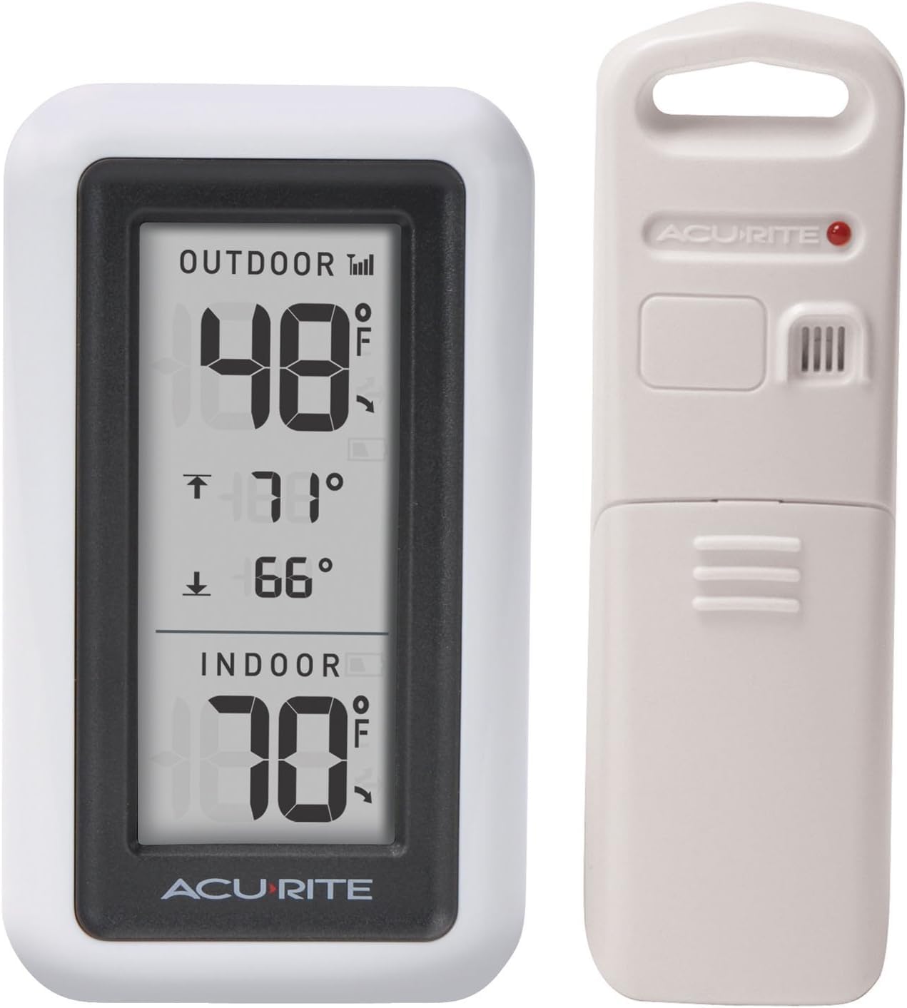 AcuRite 01136M Wireless Thermometer with Indoor/Outdoor Temperature and Humidity, White