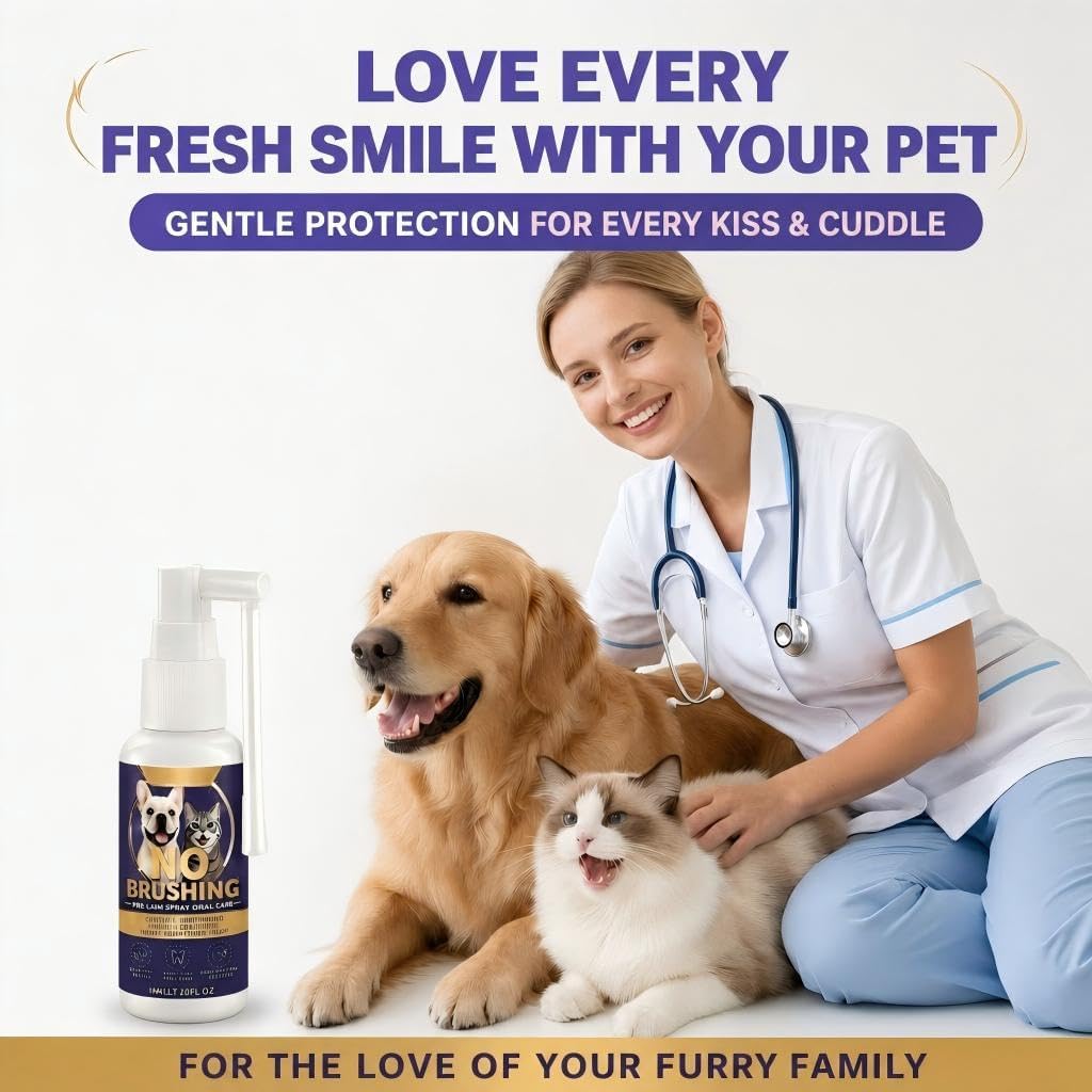 Pet Dental Spray for Dogs & Cats, Pet Oral Care Spray - Dog Teeth Cleaning
