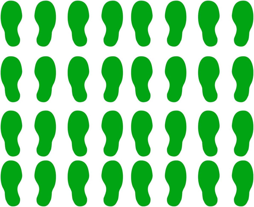 VWAQ Shoe Print Footprint Vinyl Decals - Peel and Stick Floor or Wall Stickers - 32 PCS (Green)
