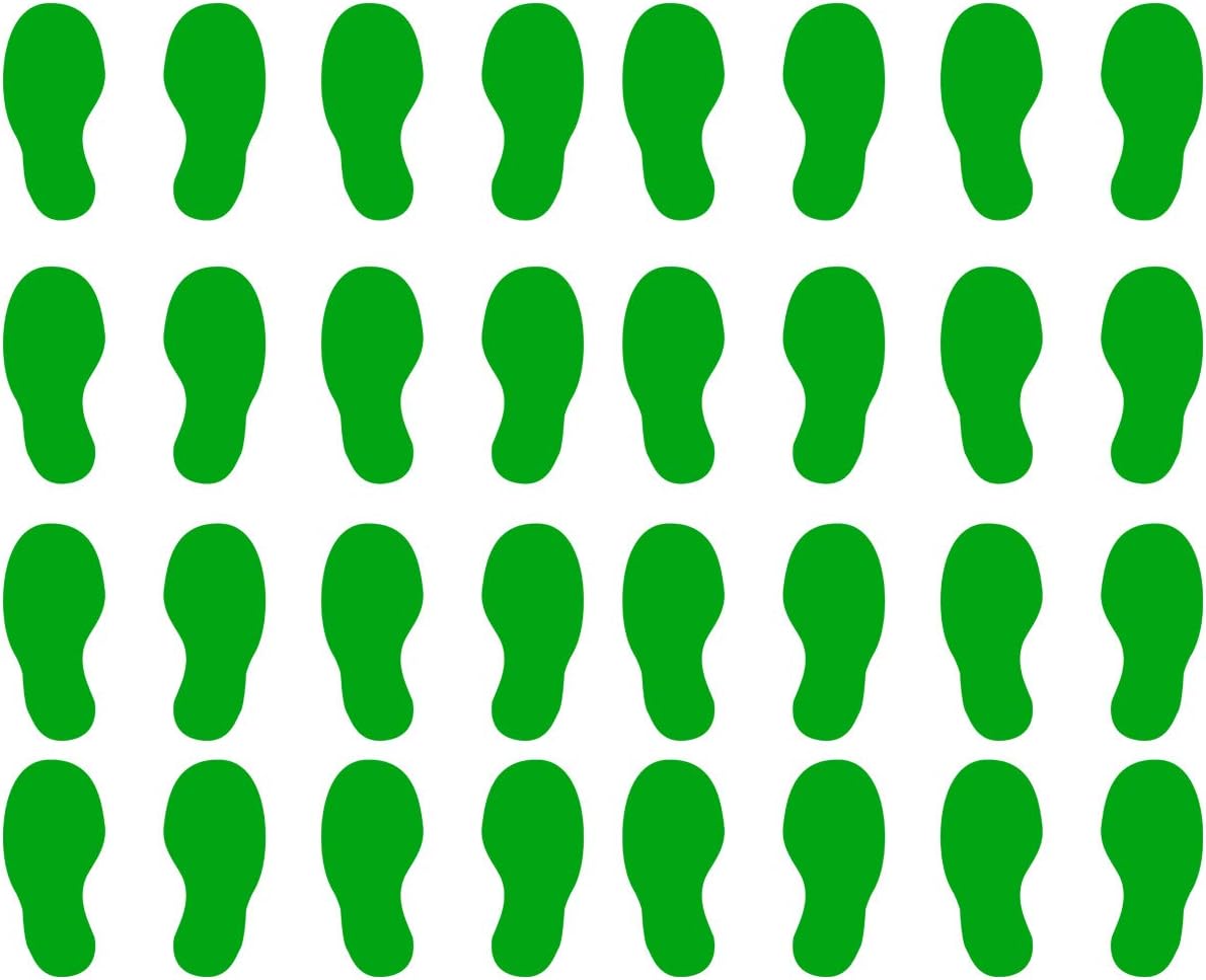 VWAQ Shoe Print Footprint Vinyl Decals - Peel and Stick Floor or Wall Stickers - 32 PCS (Green)