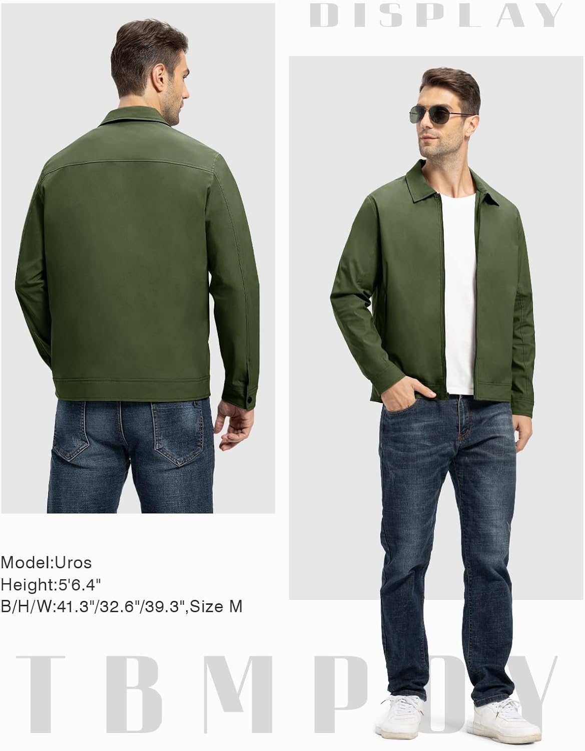 TBMPOY Mens Lightweight Jackets Light Windbreaker Full Zip Casual Work Jacket Golf Business Fall Track Coat with Pockets