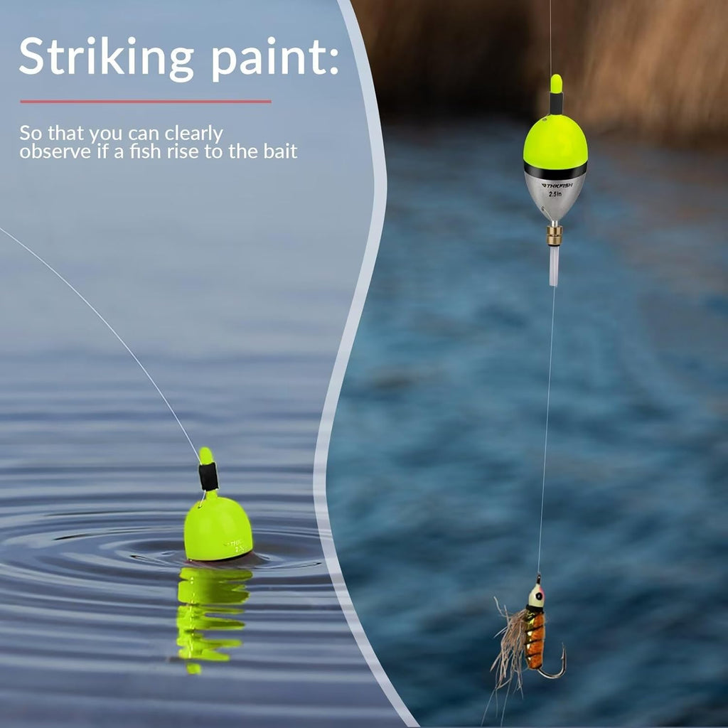 THKFISH Wood Slip Bobber for Fishing with Brass Weighted Crappie Floats