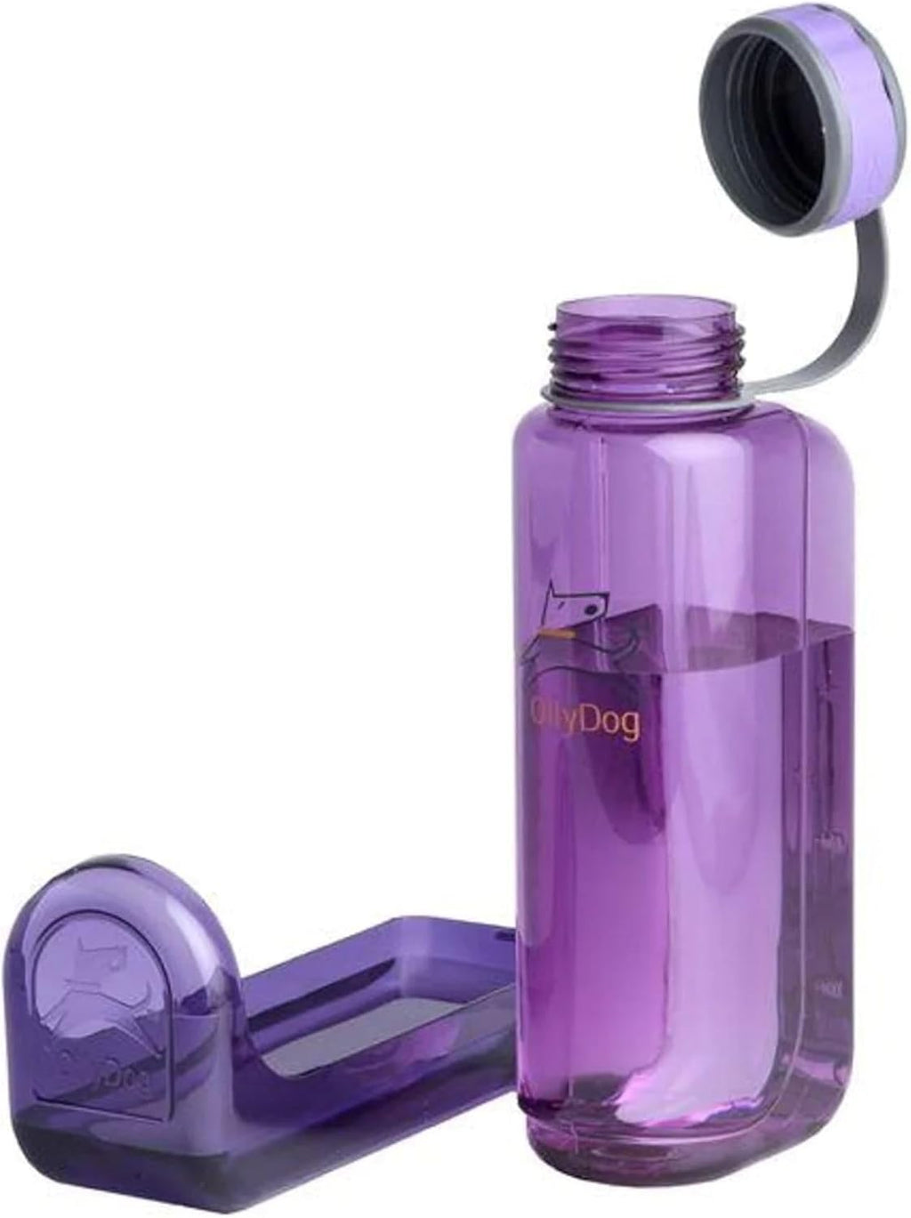 OllyDog OllyBottle Tritan Water Bottle with Detachable Dog Bowl | BPA Free Leakproof | 20oz | Share Water with Your Dog | Hiking Travel Camping (600ML, Hot Pink)