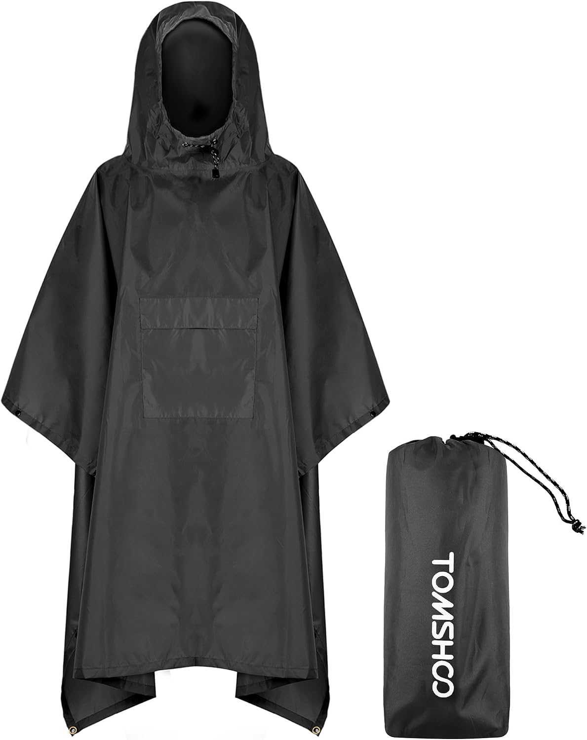 TOMSHOO Multifunctional Raincoat with Hood Waterproof for Adults