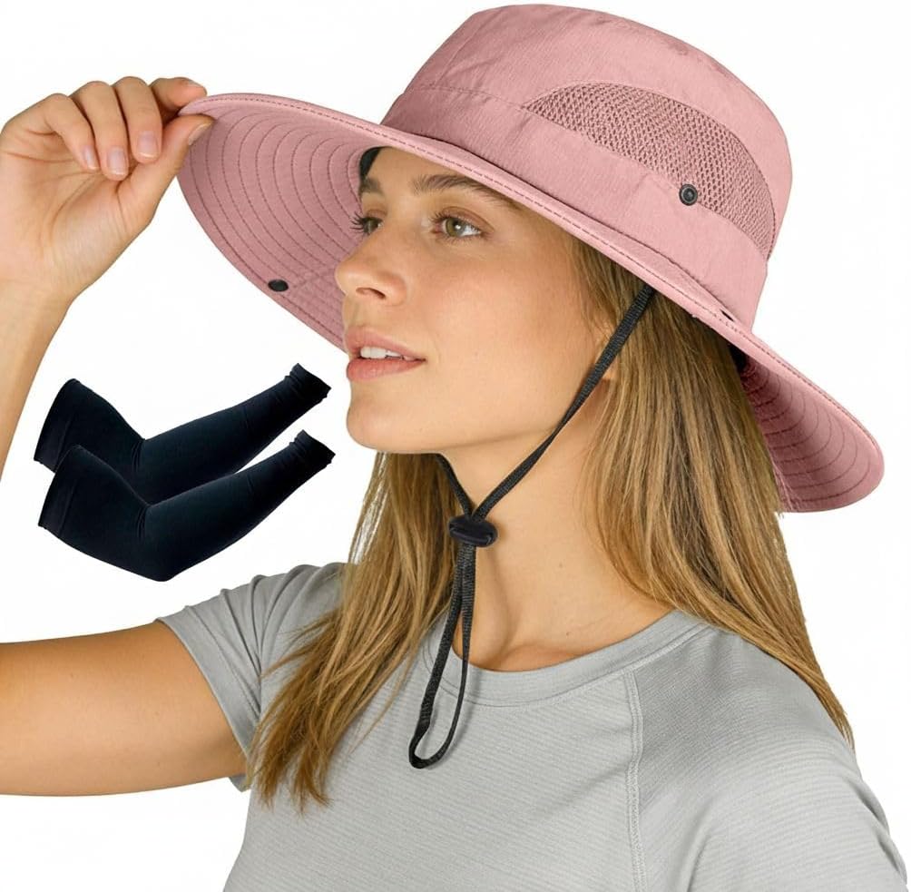 ZOORON Sun Hats for Men Women, Wide Brim Safari Hats UV Protection UPF50+ Waterproof Boonie Hats for Fishing Hiking Camping