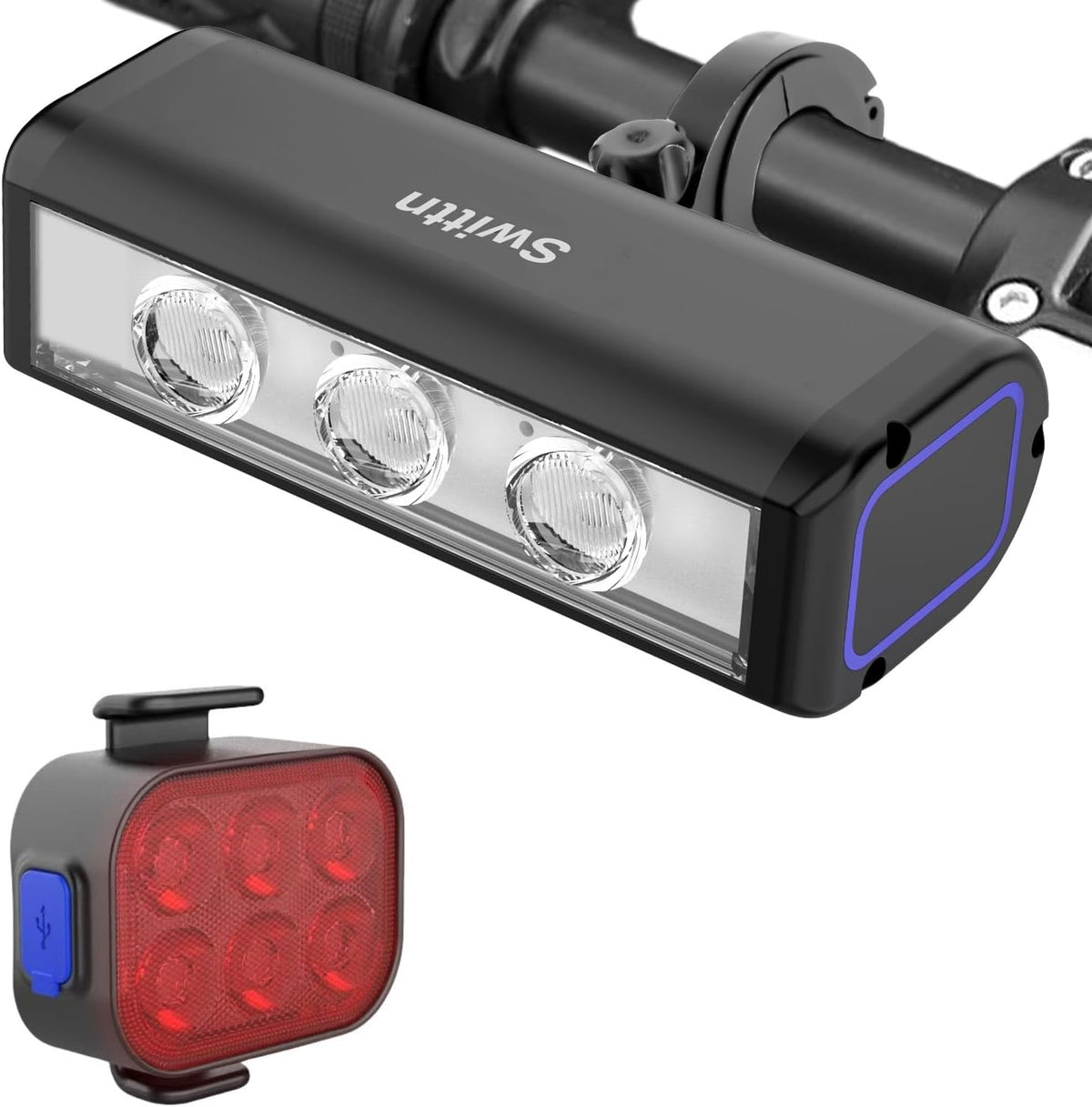 1500 Lumen Super Bright Bike Lights,Runtime 10+ Hours,USB-C Rechargeable Bike Lights Front and Back,4+5 Light Modes,IPX5 Waterproof