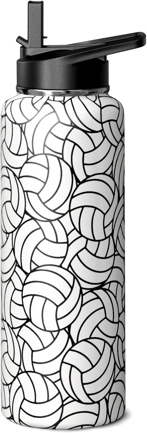 Volleyball Water Bottle 40oz Insulated Sports Water Bottles Volleyball Gifts for Men Women Gift for Coach Lovers Fan Players Stuff Accessories for Boys Girls
