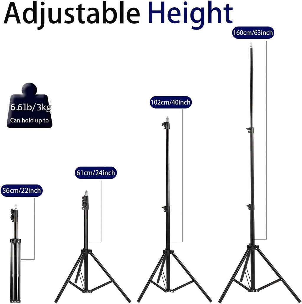 Professional Tripod Stand, Mini Projector Tripod,Adjustable Height Light Stand for Ring Light/Webcam/Mini Projector/Phone, Portable Light Duty Support (Black,22"-63")