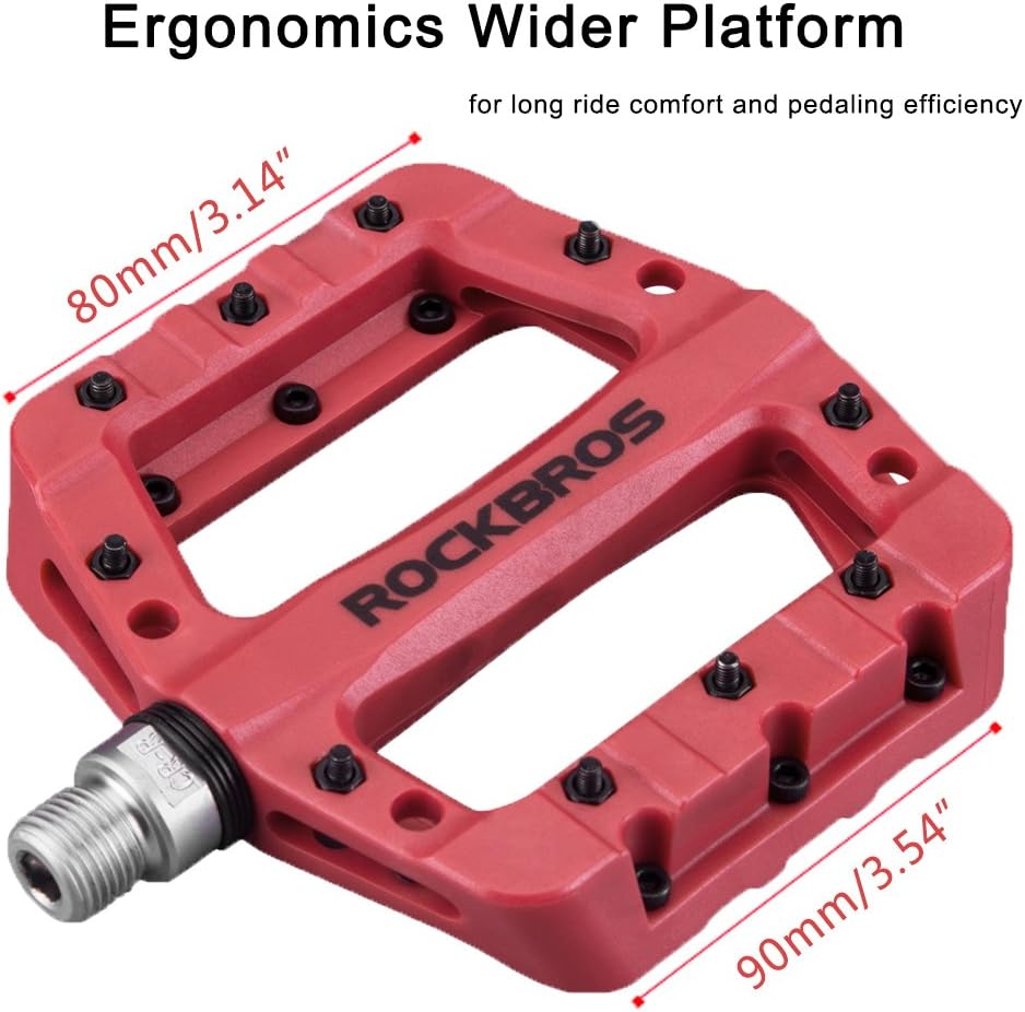 ROCKBROS Nylon Fiber Bike Pedals Lightweight Platform MTB BMX 9/16"