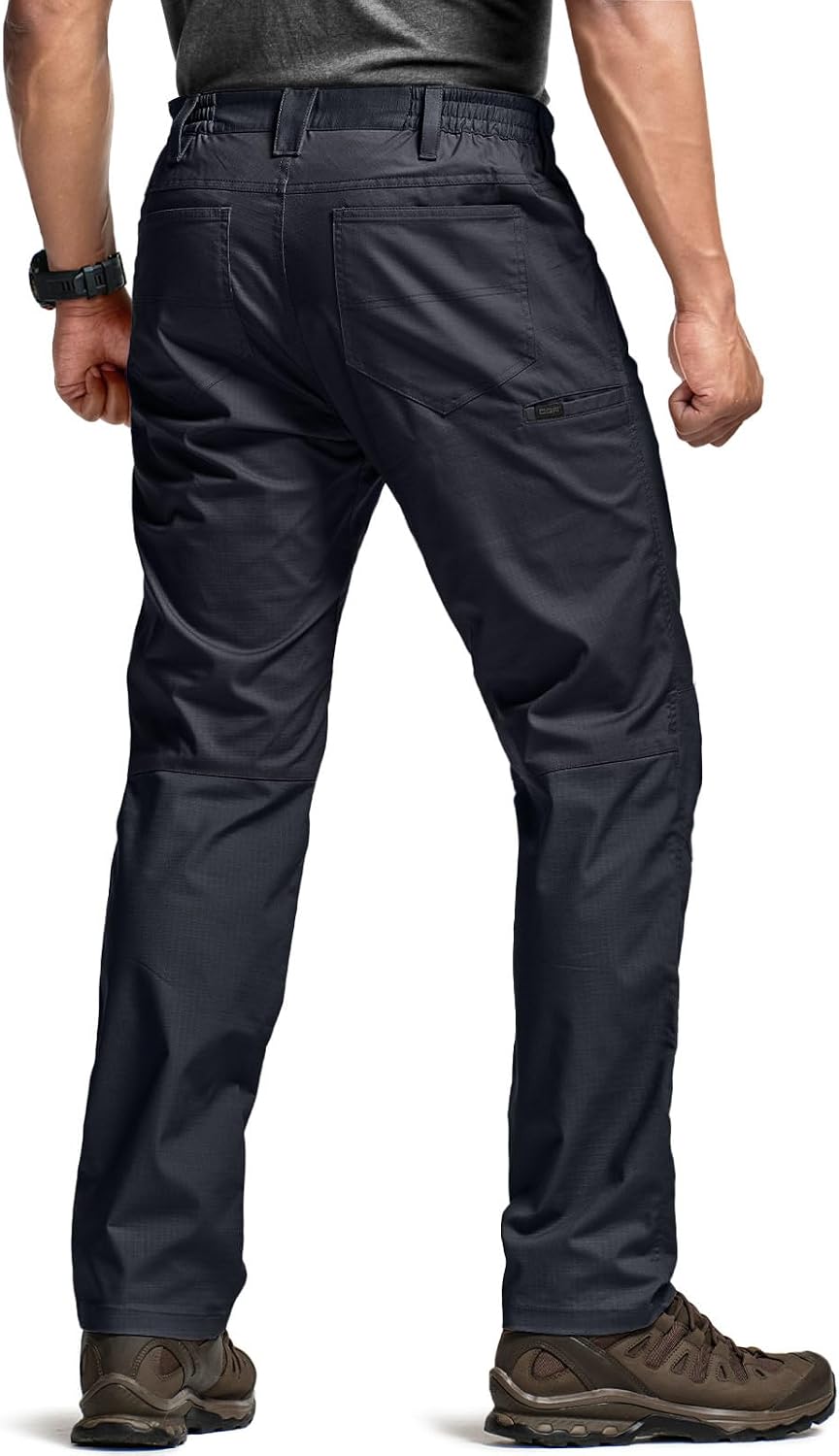 CQR Men's Flex Stretch Tactical Pants, Water Resistant Ripstop Cargo Pants, Lightweight EDC Outdoor Work Hiking Pants