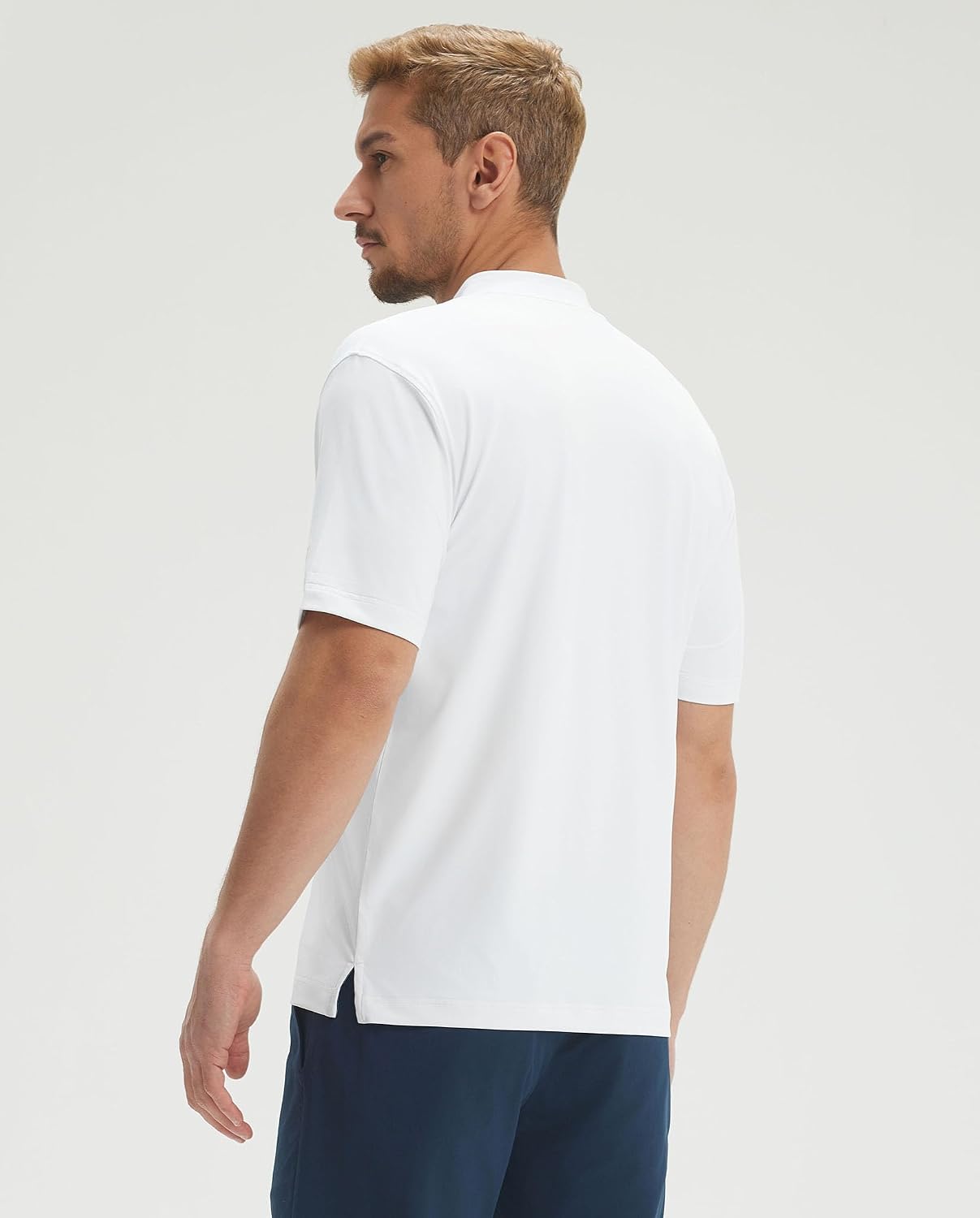 M MAELREG Mens Golf Shirts Collarless Performance Dry Fit Moisture Wicking Casual Solid Short Sleeve Henley Shirts for Men