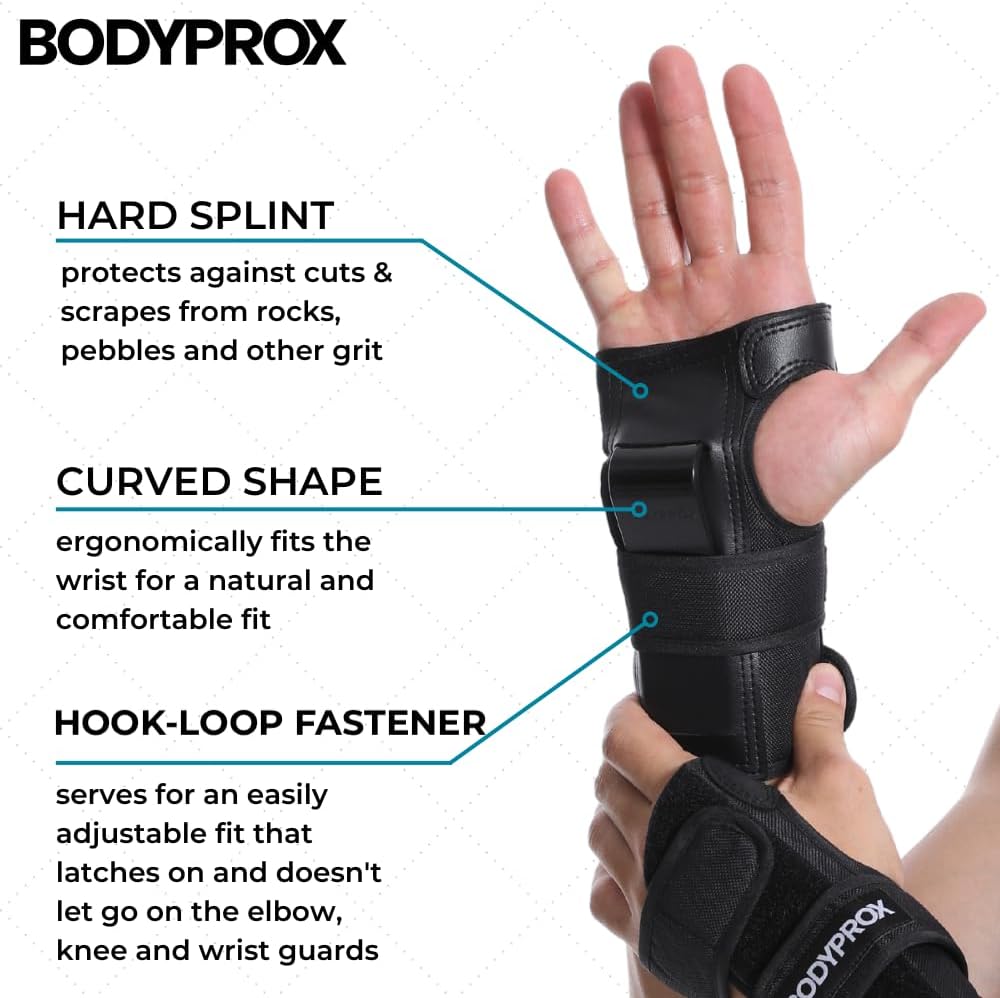 BODYPROX Knee Pads Elbow Pads Wrist Guards Set for Inline Skating, Skateboarding, Roller Derby and BMX Ride.