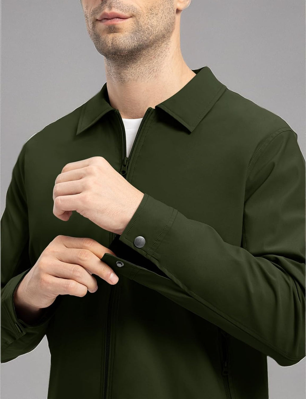 TBMPOY Mens Lightweight Jackets Light Windbreaker Full Zip Casual Work Jacket Golf Business Fall Track Coat with Pockets