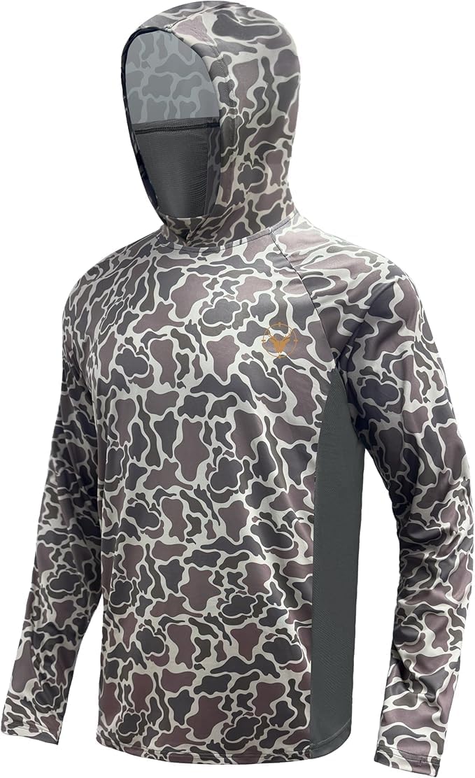 Palmyth Hunting Hoodie with Mask for Men Sun Protection Camo Fishing Shirts