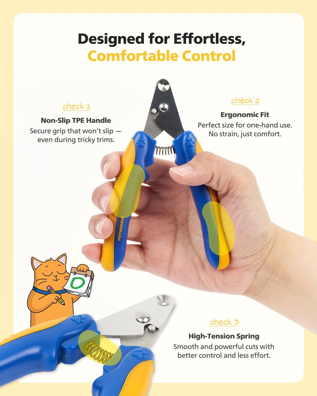 PETHROOM Cat Nail Clipper Trimmer for Indoor Cats, 2mm Circular Cut Hole