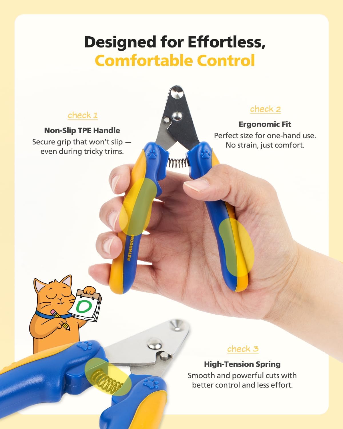 PETHROOM Cat Nail Clipper Trimmer for Indoor Cats, 2mm Circular Cut Hole