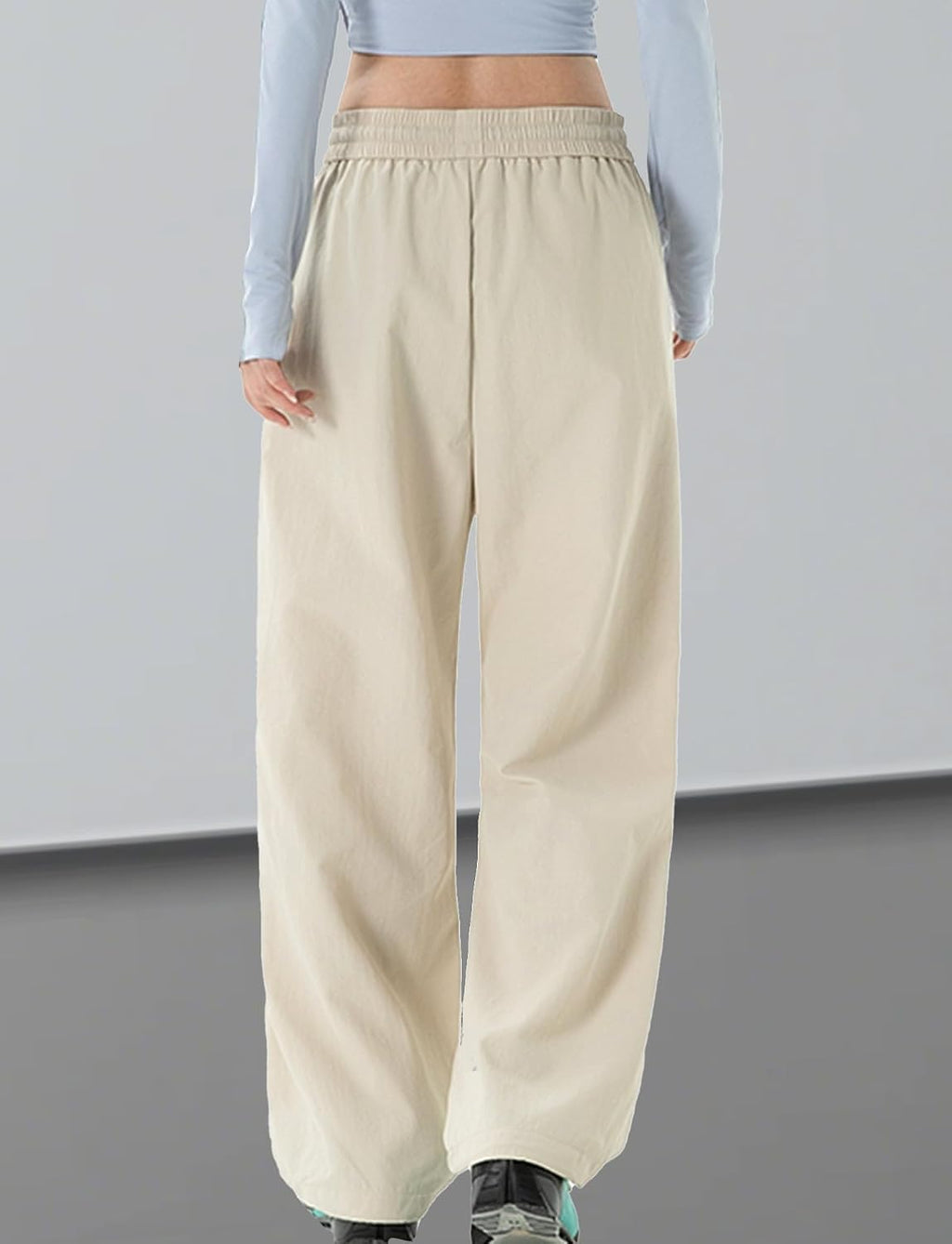 FEOYA Waterproof Pants Women Light Rain Pants Parachute Drawstring Cuffs