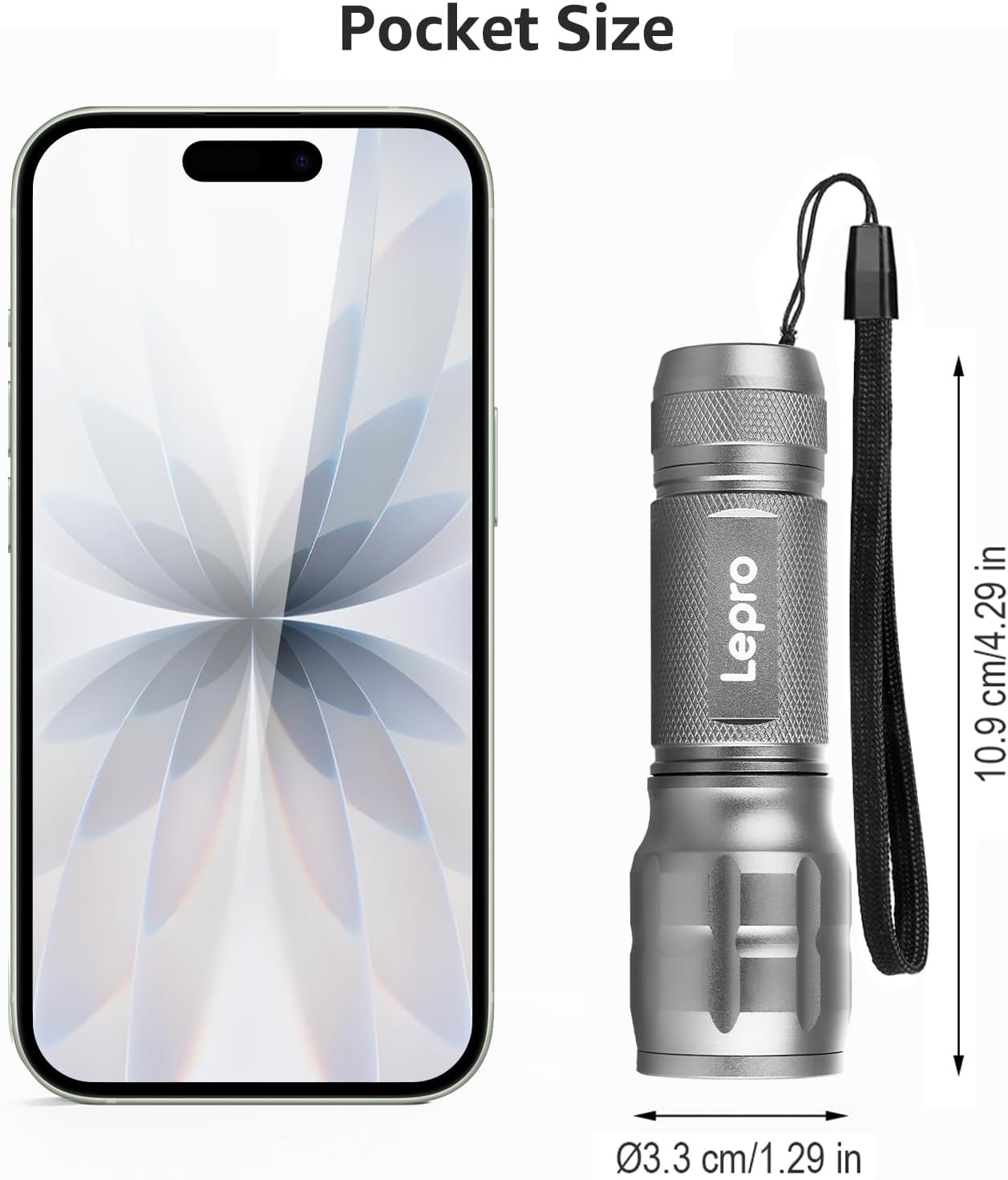 Lepro Lighting Ever LED Flashlight, High Lumens Waterproof Adjustable Focus
